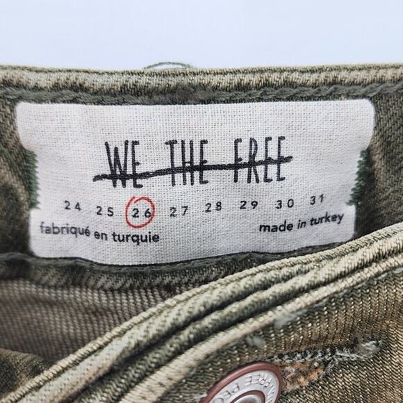 NWOT We The Free 1073492 Green Button Fly Stella Skinny Destroyed Jeans Size 26 - Picture 9 of 9